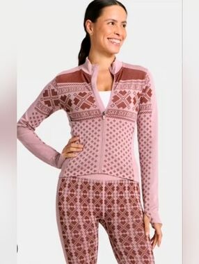 All In Motion Seamless Fair Isles Print Maroon/Light Pink Track Suit